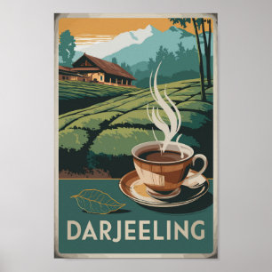 Darjeeling India Tea Travel Art Vintage Poster