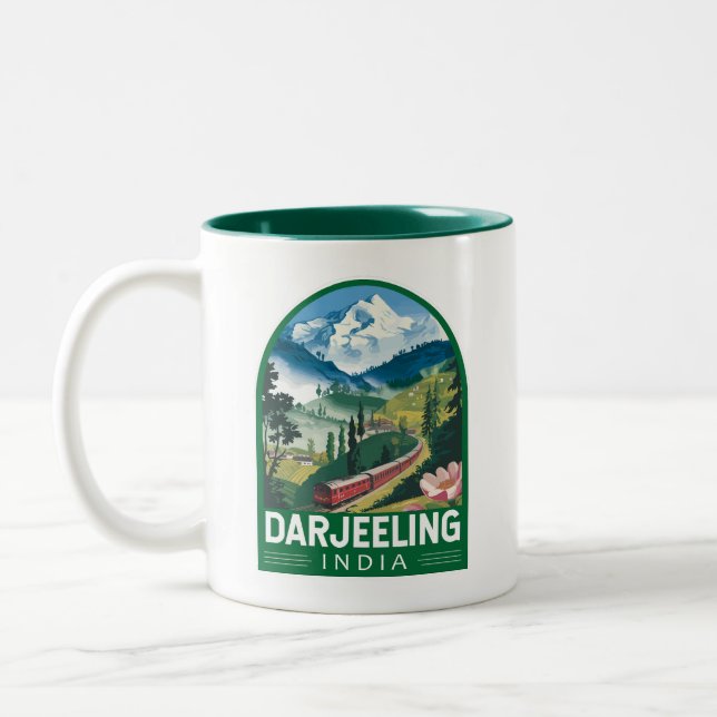 Darjeeling India Travel Art Emblem Två-Tonad Mugg (Vänster)