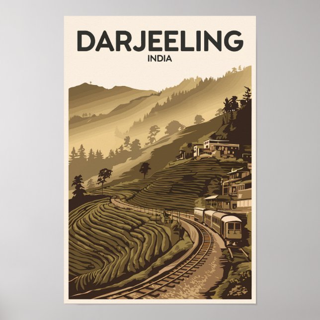 Darjeeling Indien Illustration Resa Konst Vintage Poster (Framsidan)
