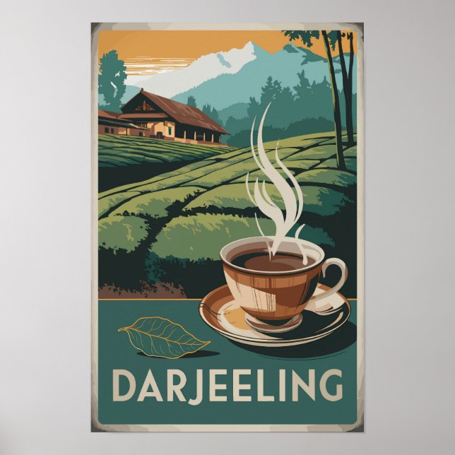 Darjeeling Indien Te Resa Konst Vintage Poster (Framsidan)