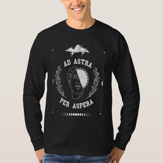Dark Academia Ad Astra Per Aspera Tarot Sun Moon a T Shirt (Framsida)