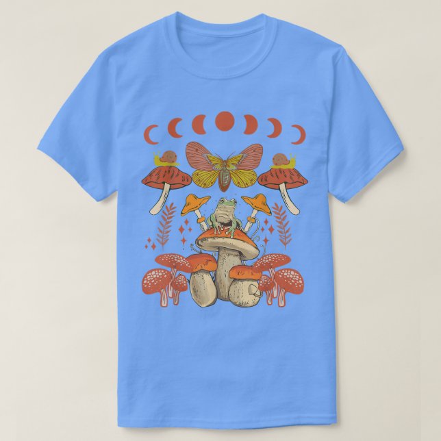 Dark Academia Aesthetic Mystic Mushrooms Moon Taro T Shirt (Design framsida)