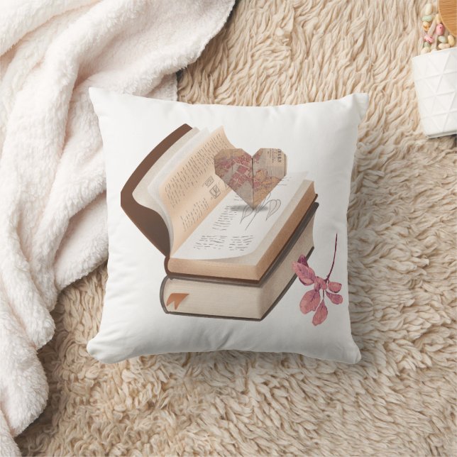 Dark Academia Aesthetic Pillow | Vintage Books & B Kudde (Filt)