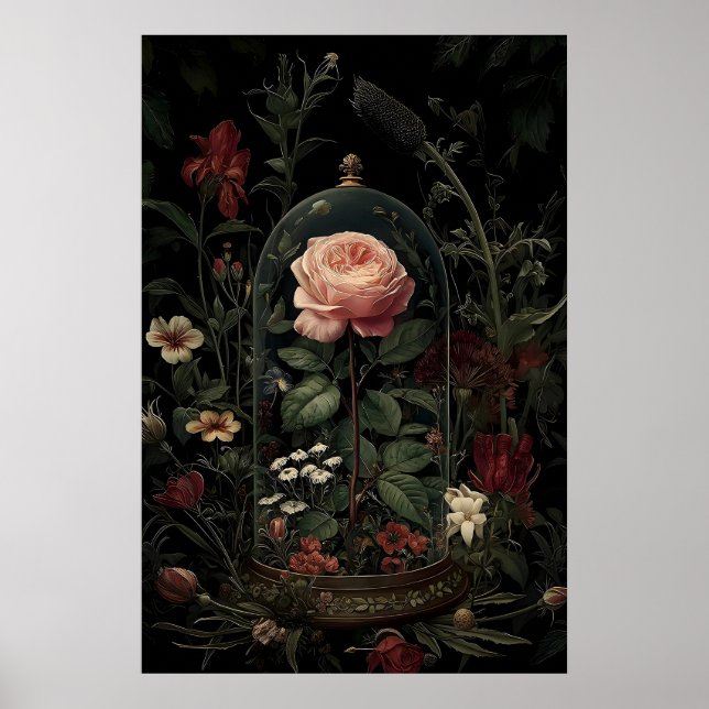 Dark Academia Art Prints, Gothic Cat Butterfly Poster (Framsidan)