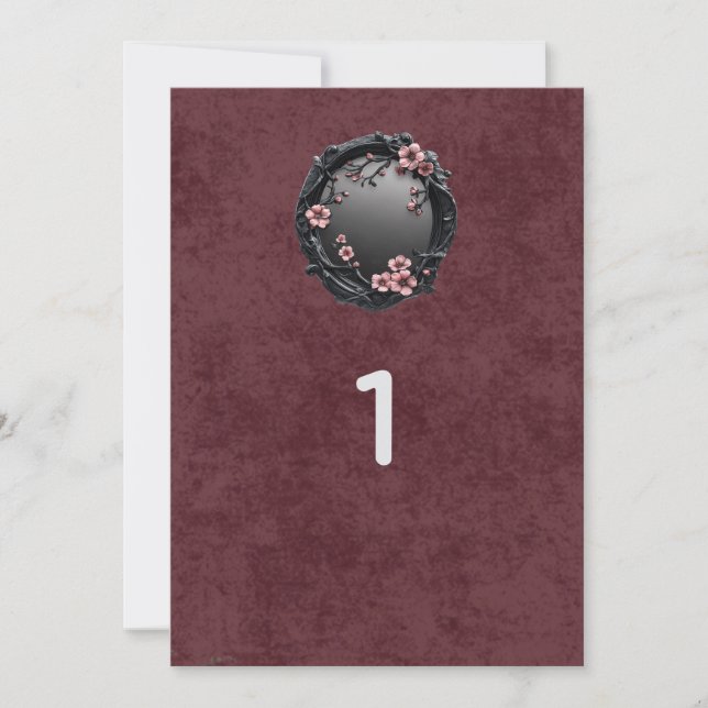 Dark Academia Goth Wedding Table Numbers Inbjudningar (Framsida)