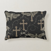 Dark Academia Moth & Cross Pillow – Vintage Gothic