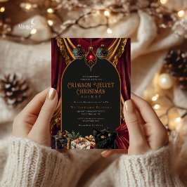 Dark Academia Red Velvet Christmas Invitation Inbjudningar