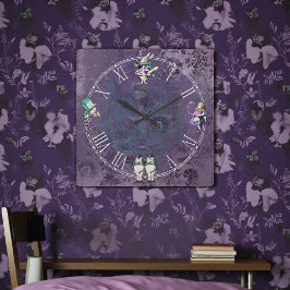 Dark Alice Deep Purple Wonderland Fyrkantig Klocka