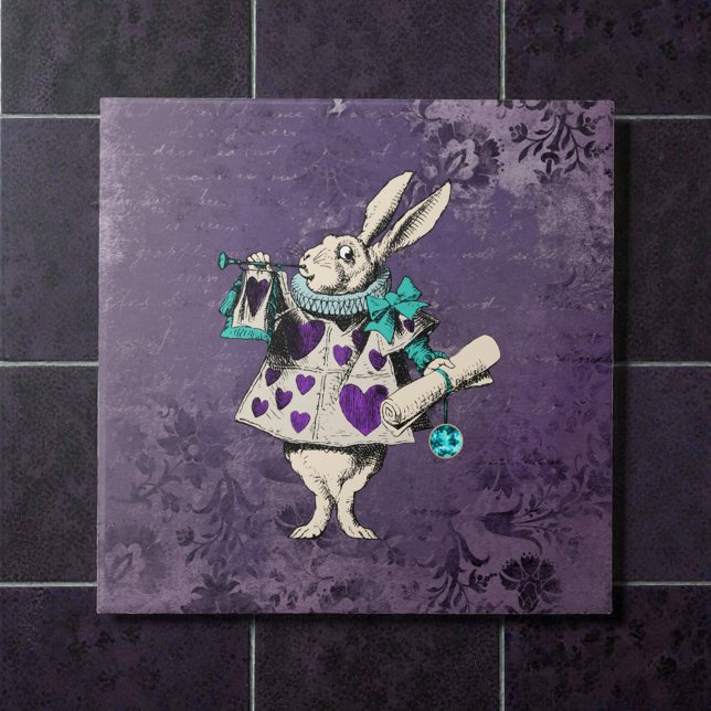 Dark Alice Rustic Deep Purple Rabbit Kakelplatta (Skapare uppladdad)
