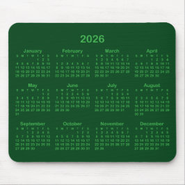 Dark and Kelly Green 2026 Calendar Musmatta