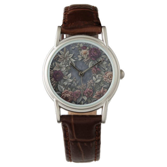 Dark and Moody Floral Armbandsur (Framsida)