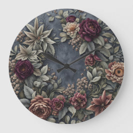 Dark and Moody Floral Stor Klocka