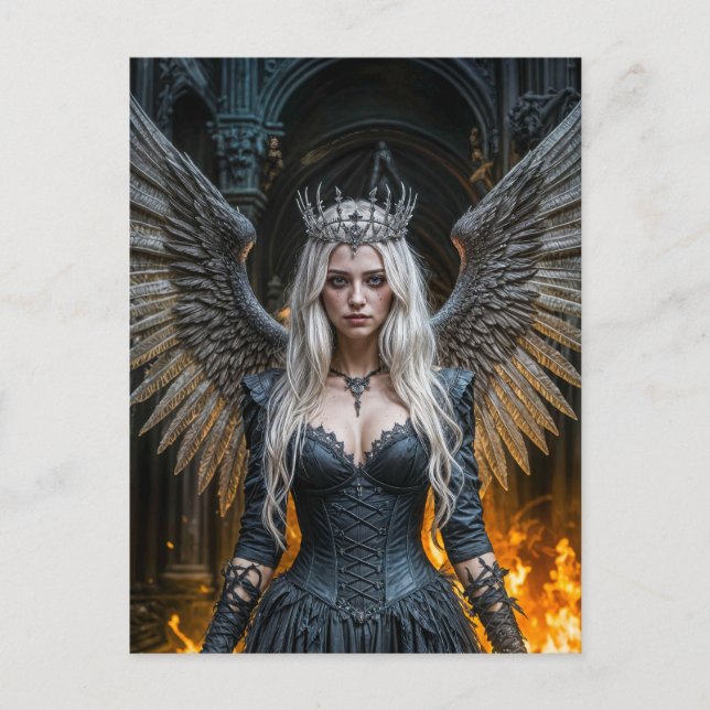 Dark Angel Queen in Candlelit Hall Vykort (Framsida)
