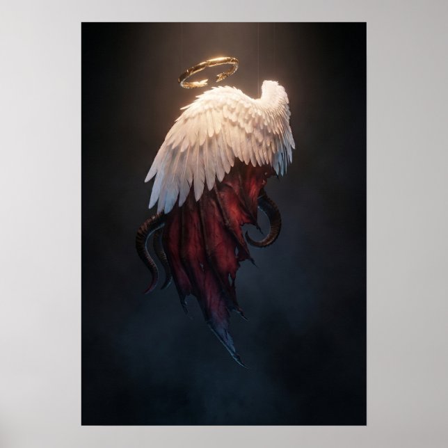 Dark Angel Wings Wall Art – Heavenly & Fallen  Poster (Framsidan)