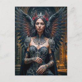 Dark Angel with Crown and Roses Vykort