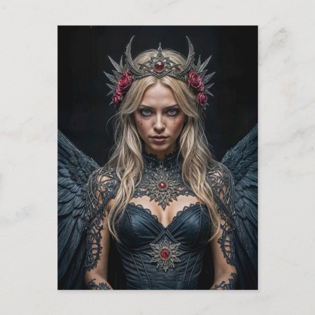 Dark Angel with Crown and Roses Vykort (Framsida)