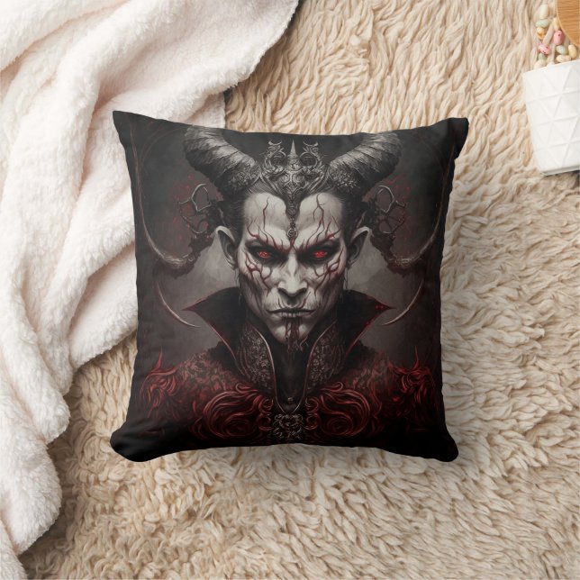 Dark Art Zorniger Teufel Motiv  Kudde (Filt)