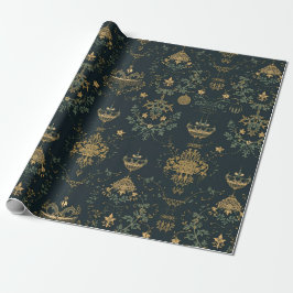 Dark Baroque Gold Ornament Wrapping Paper Presentpapper