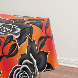 Dark Black Roses With White Outlines