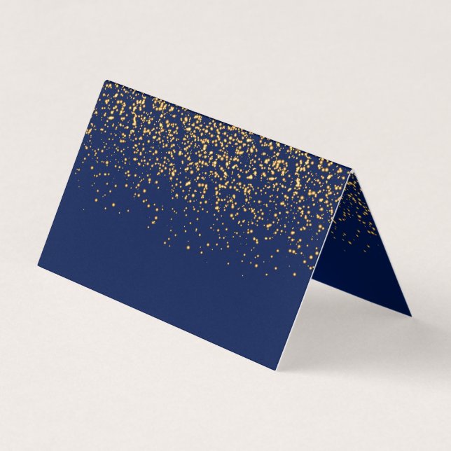 Dark Blue and Gold Confetti | Blank Visitkort (Framsida)