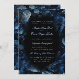 Dark Blue Boho Witch Crystals Black Wedding Inbjudningar