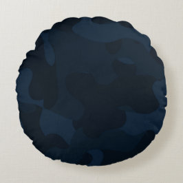 Dark Blue Camo Abstract Rund Kudde