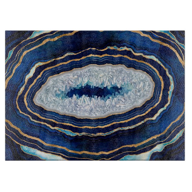 Dark Blue Geode and Gold Digital Art (Framsidan)