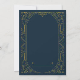 Dark Blue &Gold Art Deco Style Wedding Invitation Inbjudningar