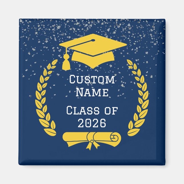Dark Blue & Gold Class of 2026 Graduation Magnet (Framsidan)