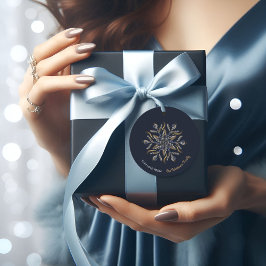 Dark Blue & Gold Midnight Sparkle Stars New Year  Gåvor Etiketter