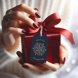 Dark Blue & Gold Midnight Sparkle Stars New Year  Presentetikett