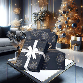 Dark Blue & Gold Midnight Sparkle Stars New Year  Presentpapper