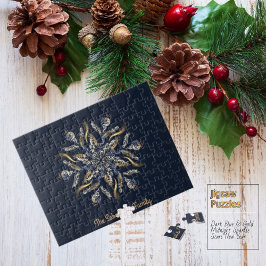 Dark Blue & Gold Midnight Sparkle Stars New Year  Pussel