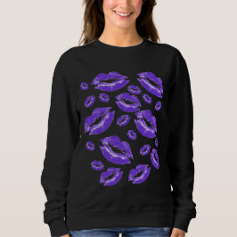 Dark Blue Lip Print Flirtatious Fun T Shirt