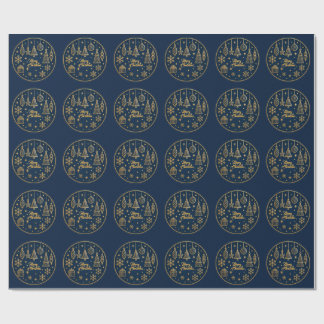 Dark Blue &Ornament Merry Christma Rapping Paper Presentpapper