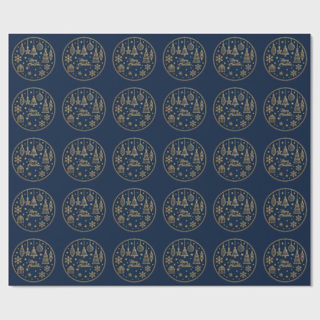 Dark Blue ＆Ornament Merry Christma　Rapping 　Paper Presentpapper (Platt)