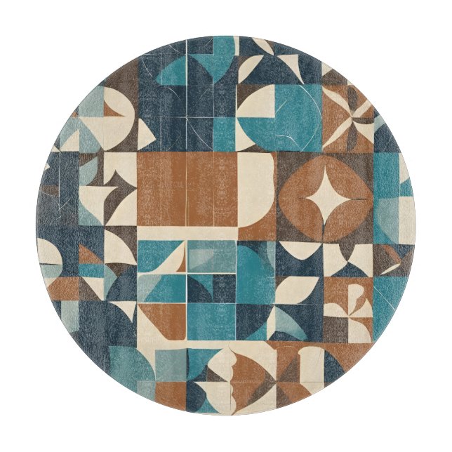 Dark Blue, Teal, Brown, and Tan Geometric Pattern (Framsidan)