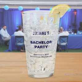 Dark Blue Text Bachelor Party Glass Cup Glaskopp