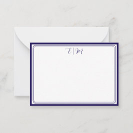  Dark Blue three Border Monogram Note Card Anteckningskort