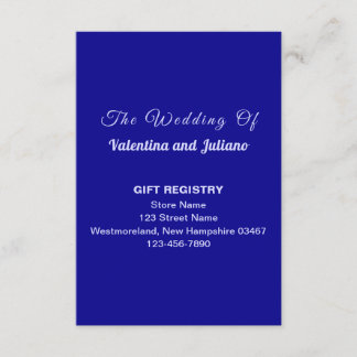 Dark Blue Wedding Gift Registry Portrait Tilläggskort