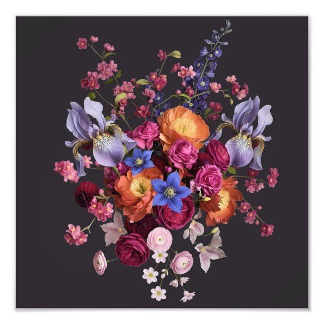 Dark Botanical Bloom Fototryck (Framsidan)