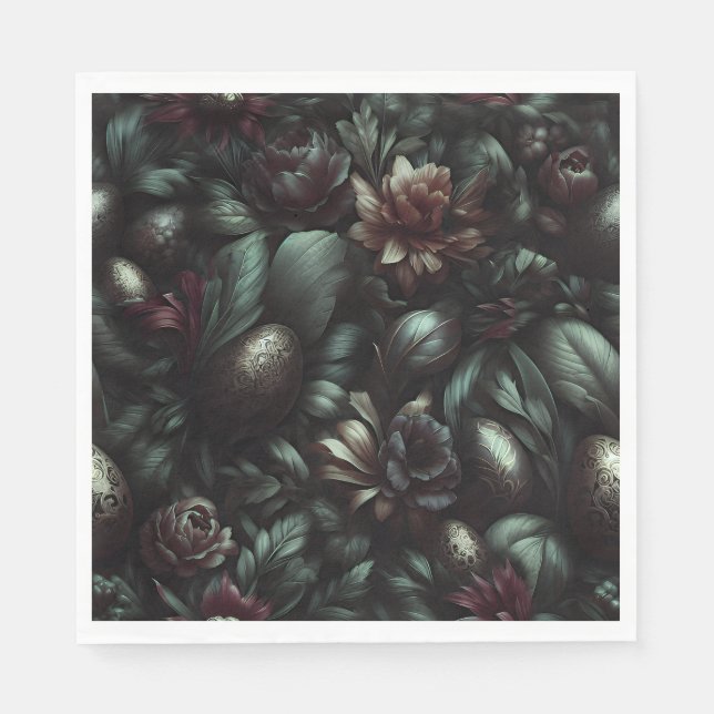 Dark Botanical Easter Napkins Pappersservett (Framsidan)