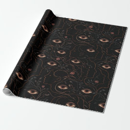 Dark Botanical Faces Wrapping Paper Presentpapper