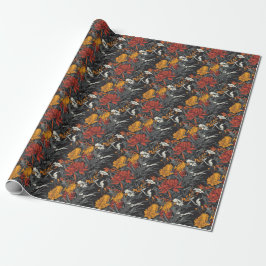 Dark Botanical Garden Floral Wrapping Paper Presentpapper