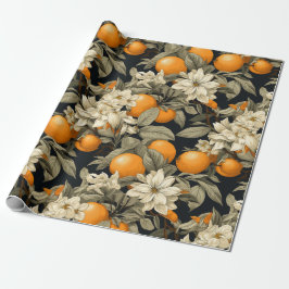 Dark Botanical Orange Blossom Presentpapper