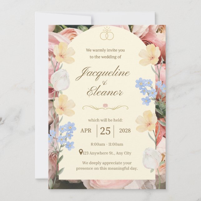 Dark Botanical Wedding Invite | Elegant Floral Inbjudningar (Framsida)