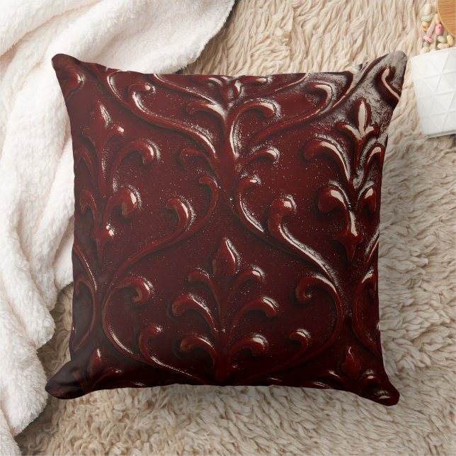 Dark brown embossed leather texture  Kudde (Filt)