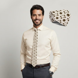 Dark Brown Micro Floral Beige Tie Slips