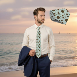 Dark Brown Micro Floral Sage Green Tie Slips