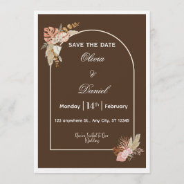 Dark Brown Minimalist Boho Wedding Invitation Inbjudningar